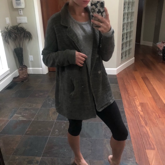 Free People Green Knit Cotton Oversized Blazer XS - Picture 6 of 6